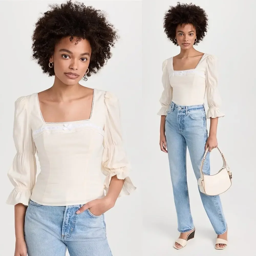 Reformation Amalie Top in Cream 12